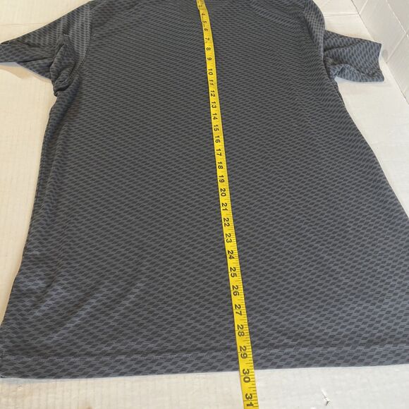 Greg Norman Mens Large Golf Polo Shirt Black Gray Geo Pattern Sport Poly Cotton - Picture 8 of 8
